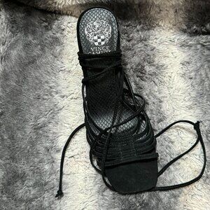 Vince Camuto Black Leather Lace-Up Heels (Size 9M) - Brand New